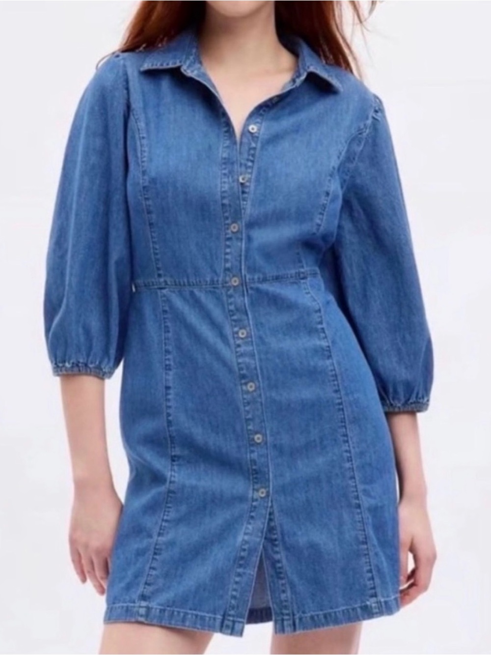 GAP Denim Button-Front Mini Dress - Blue